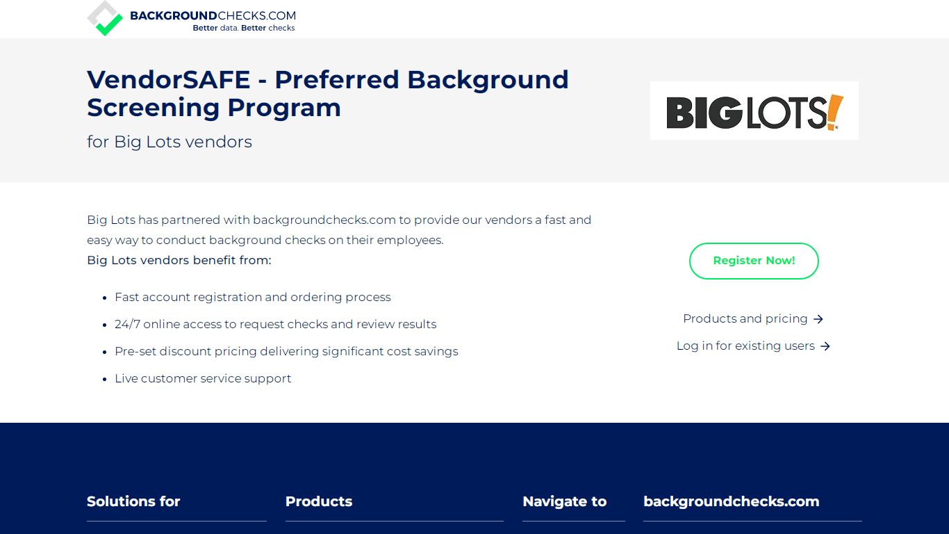 Big Lots preferred screening program - background checks