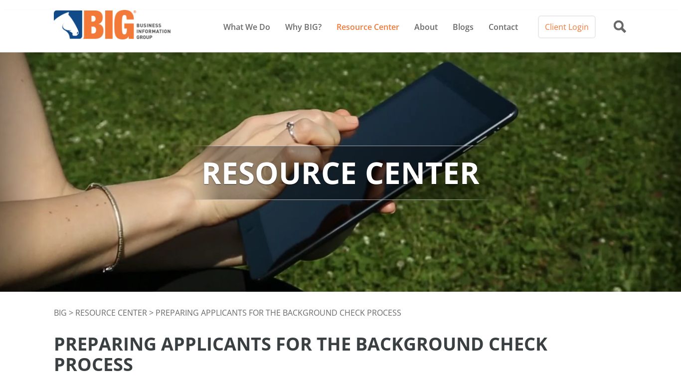 Preparing Applicants for the Background Check Process - BIG