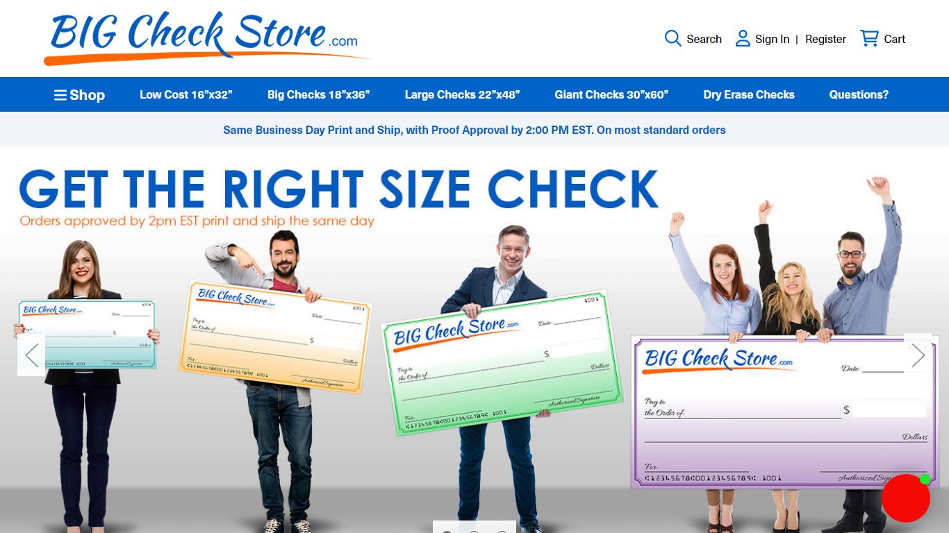 Big Check Printing | Same day shipping before 2pm EST | BigCheckStore